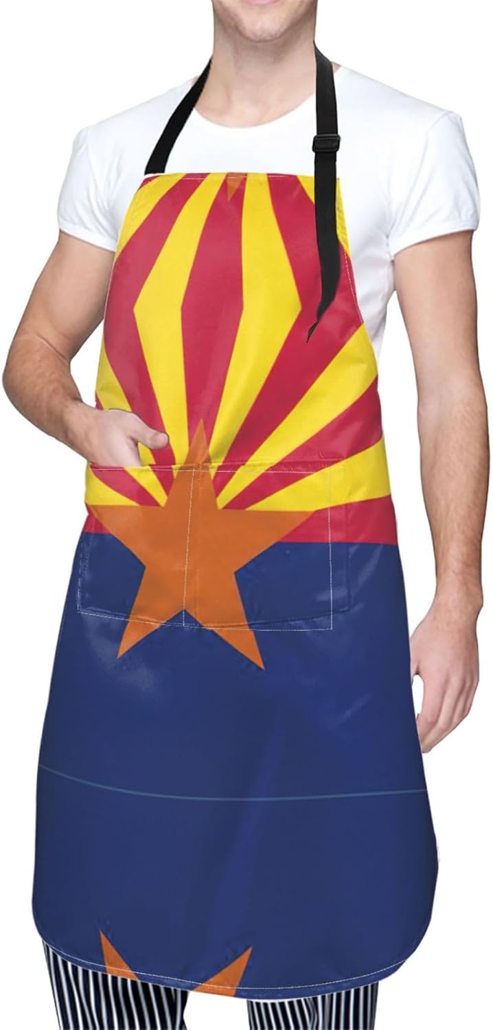 Arizona Flag print Waterproof apron with pocket adjustable cooking apron for adult kitchen bibs to bake