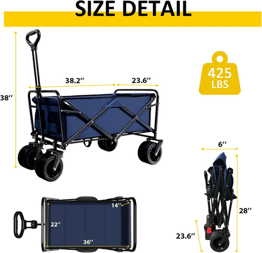 KEDY Heavy Duty Collapsible Wagon Cart with Wheels - Large Capacity Fo
