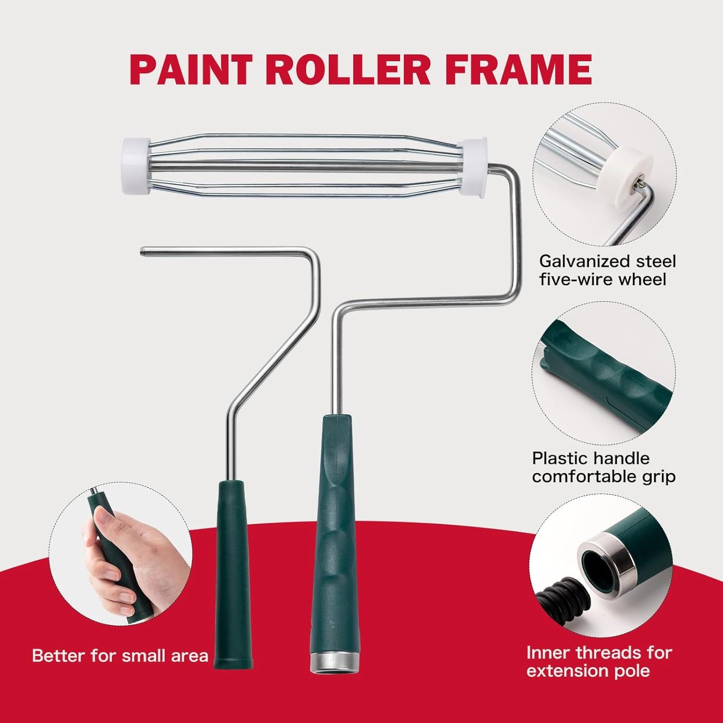 Mister Rui 9" Paint Roller Kit, 20 Piece Paint Brush and Roller Set, 4
