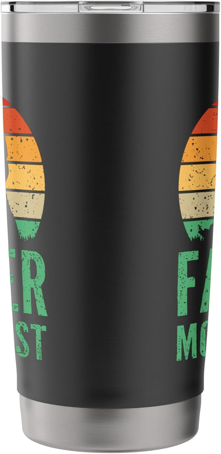 Retro Sunset Father Mows Best Gardener Dad Lawn Care Stainless Steel Insulated Tumbler