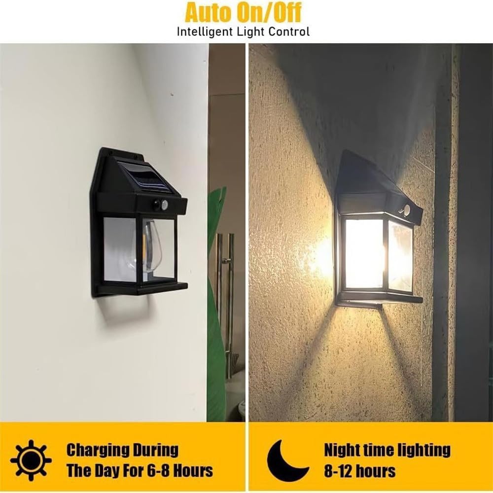 4pack 7W Outdoor Solar Wall Lamp Waterproof Tungsten Filament Lamp Induction Lamp Household Garden Wall Light Villa Lighting Night Light