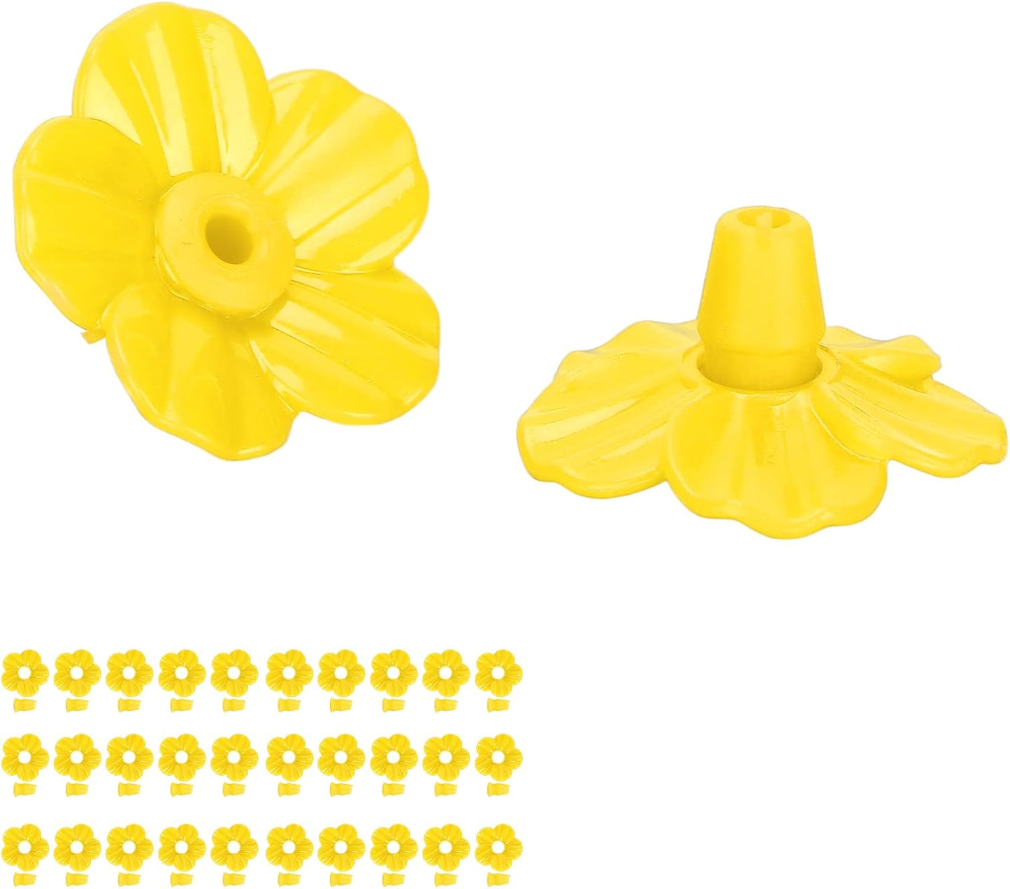 Hummingbird Feeder Flower Shape Feeder, 30 Sets Birds Feeding Ports Replacement Hanging Feeder, Multicolor Replaceable Hummingbird Bird Feeder Flower Accessories Wild Bird Feeder (Yellow)