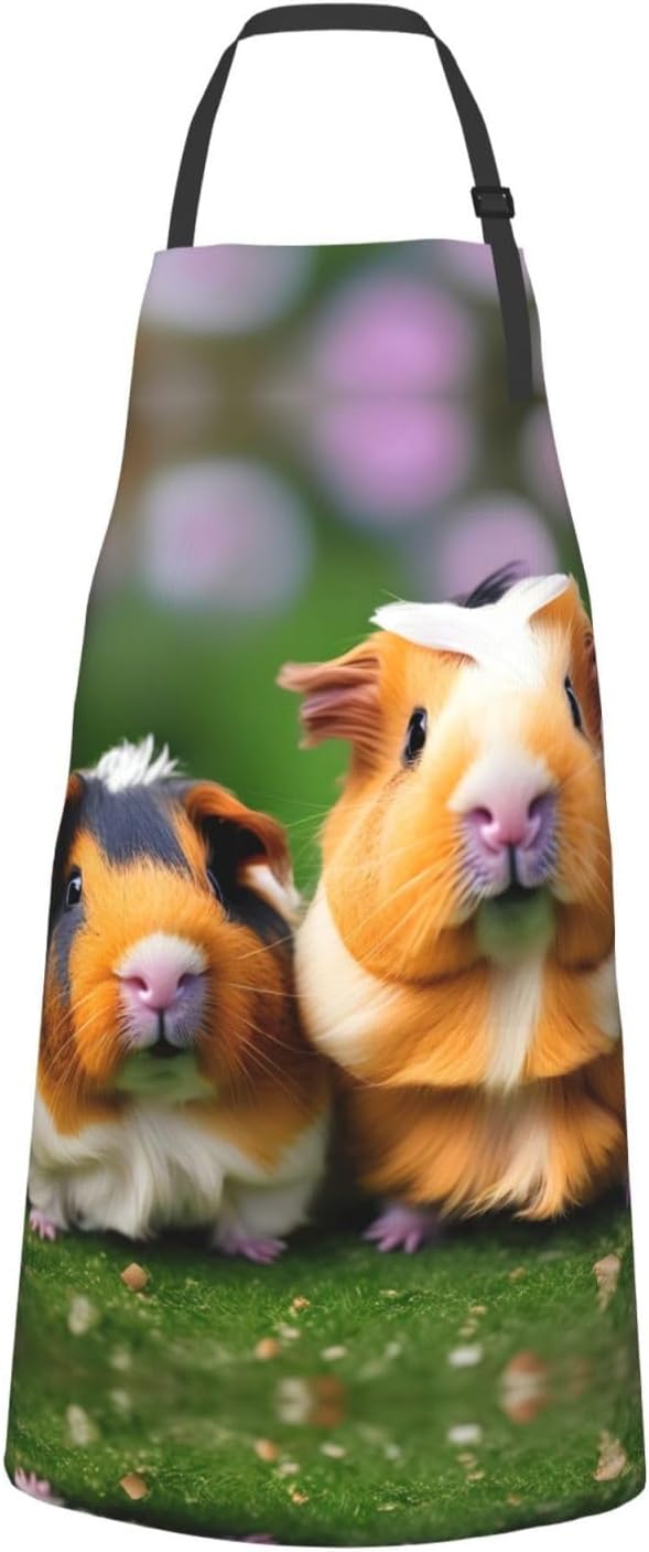 Cute guinea pigs print Waterproof apron with pocket adjustable cooking apron for adult kitchen bibs to bake