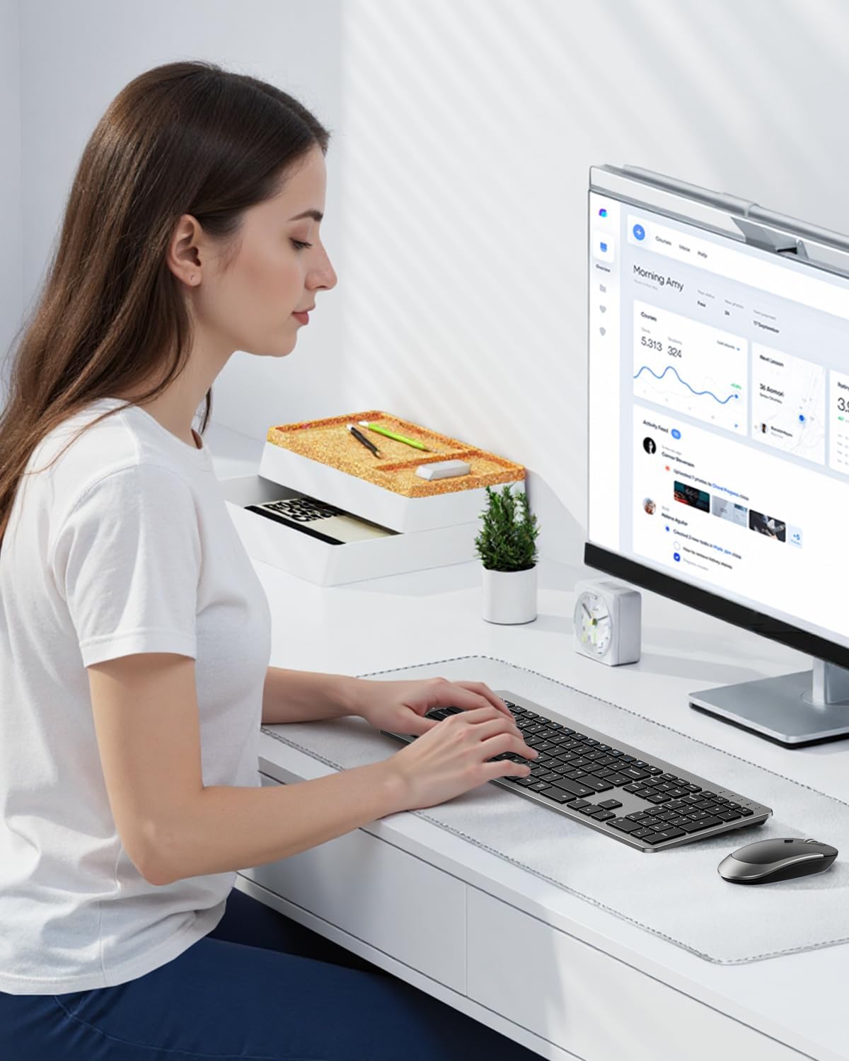Wireless Keyboard and Mouse Combo - Full Size Slim Thin Wireless Keybo