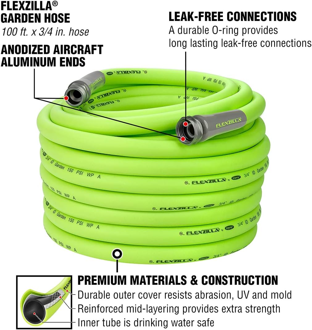 Flexzilla Garden Hose 3/4 in. x 100 ft., Lightweight All-Weather Water