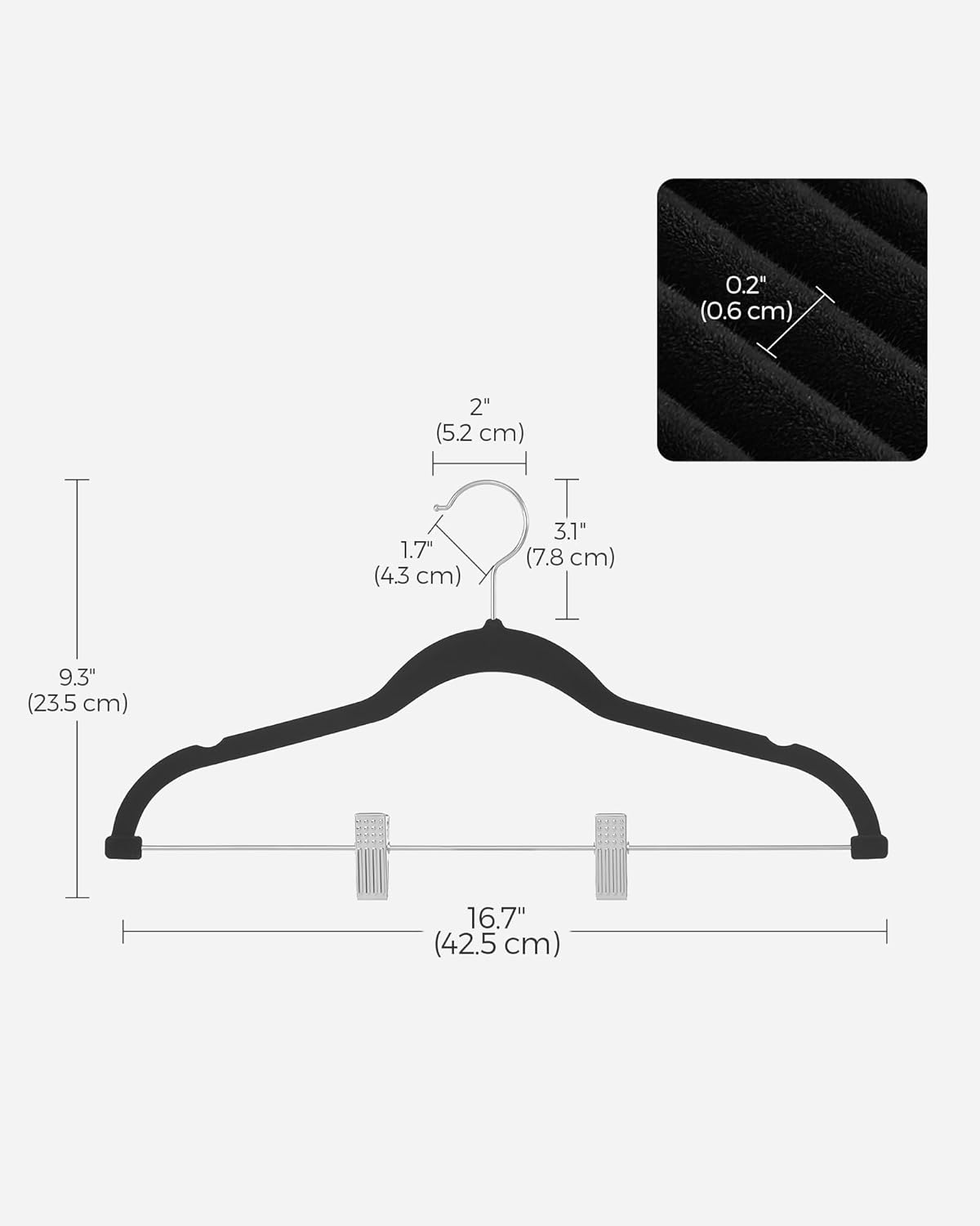 SONGMICS 30 Pack Pants Hangers, 16.7 Inches Long Velvet Trousers Hange