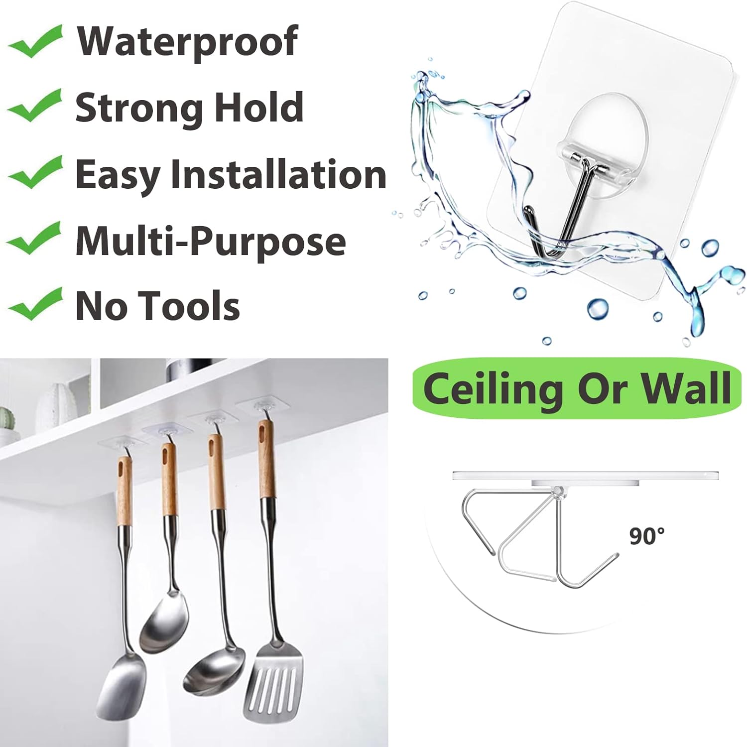 Adhesive Hooks for Hanging Heavy Duty Wall Hooks Self Adhesive Towel C