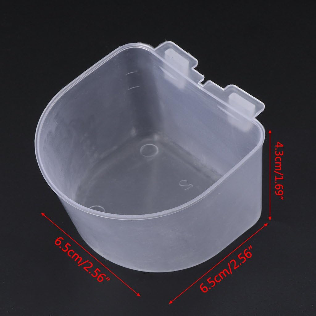 5 Pieces Bird Feeding Cups Plastic Bowls Cage Hanging Dish for Finch C