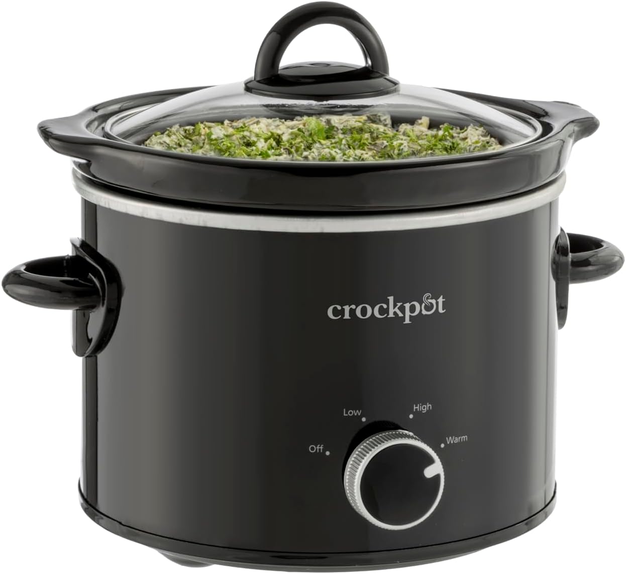 Crock-Pot 2-Quart Manual Slow Cooker, Feeds 2+ People, Great for Small Meals, Dips, & Sides; Removable Stoneware is Oven & Dishwasher Safe, Black