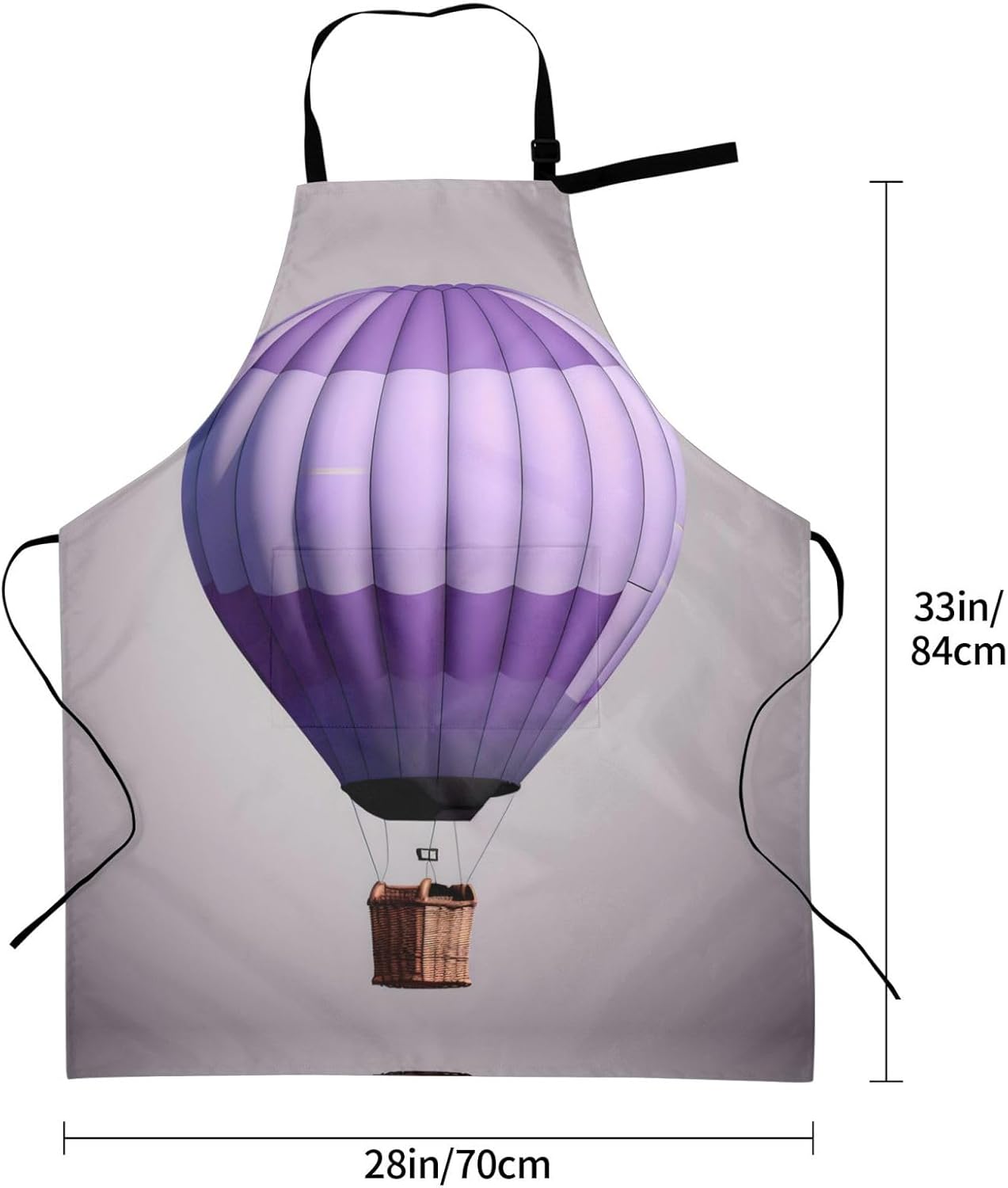 Lavender Hot Air Balloon Print Laundry apron 28x33 In Waterproof Kitch