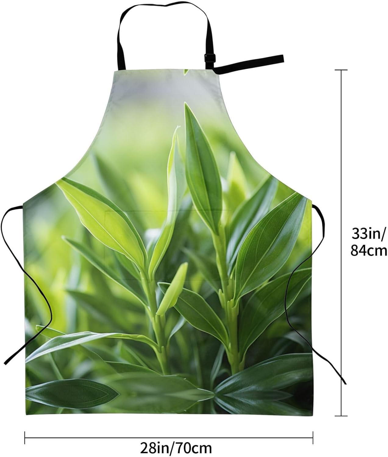 Green Palm Leaf print Waterproof apron with pocket adjustable cooking apron for adult kitchen bibs to bake