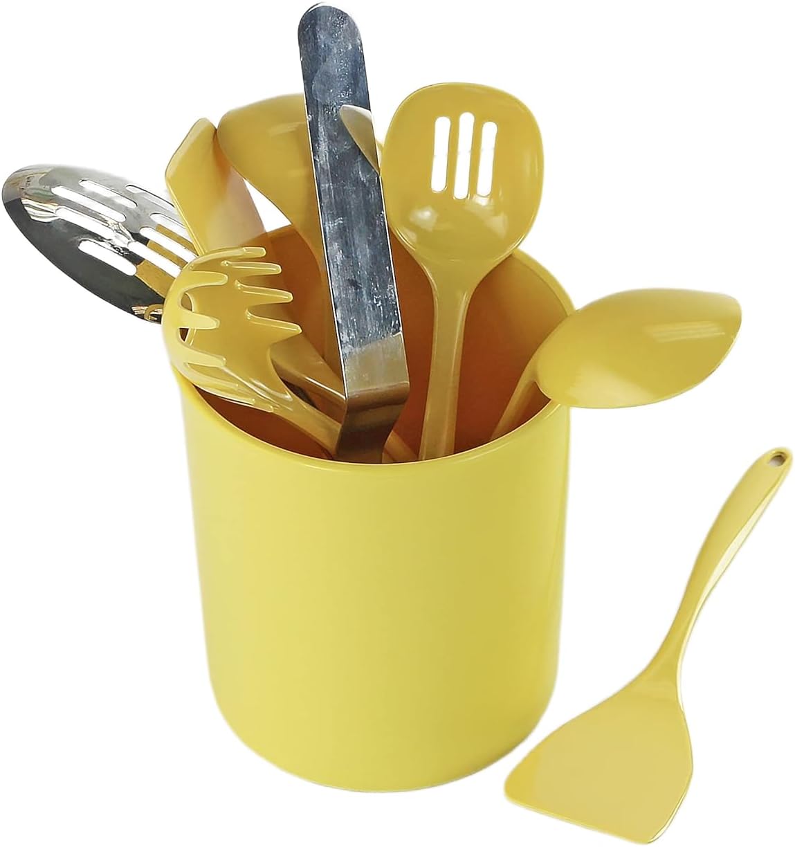 Reston Lloyd Extra-Large Multipurpose Utensil Crock for – BPA-Free Plastic Kitchen Tool Holder for Countertop, Camping, RV, Craft Desk, Wine Cooler, Garden, Patio Organizer, Lemon