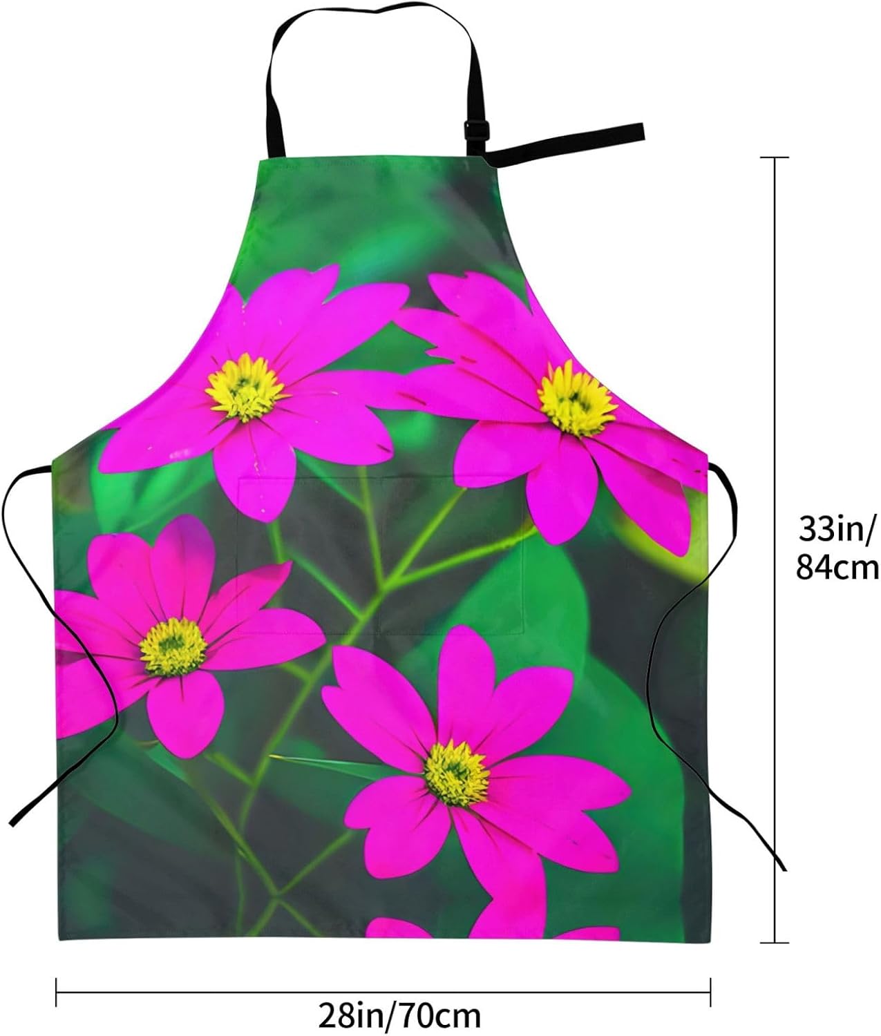 Flower Leaves Purple red flower 1 print Waterproof chef's apron with pocket apron for kitchen cooking baking barbecue and gardening