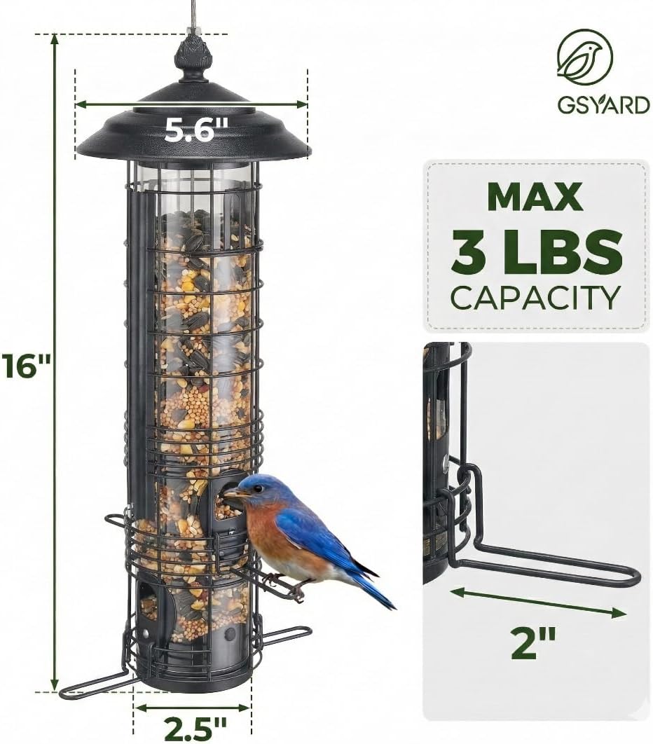 Kingsyard Squirrel Proof Bird Feeders for Outdoors with Weight-Activat