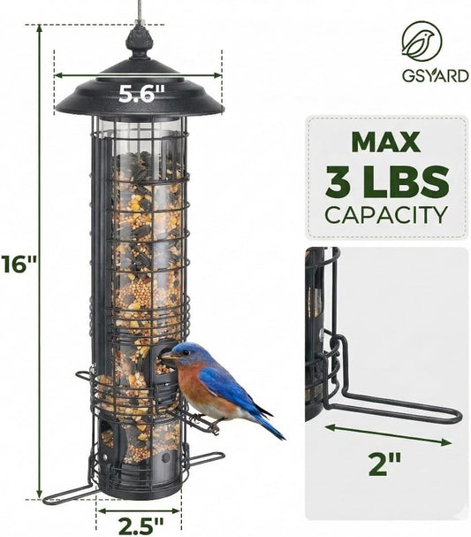 Kingsyard Squirrel Proof Bird Feeders for Outdoors with Weight-Activat