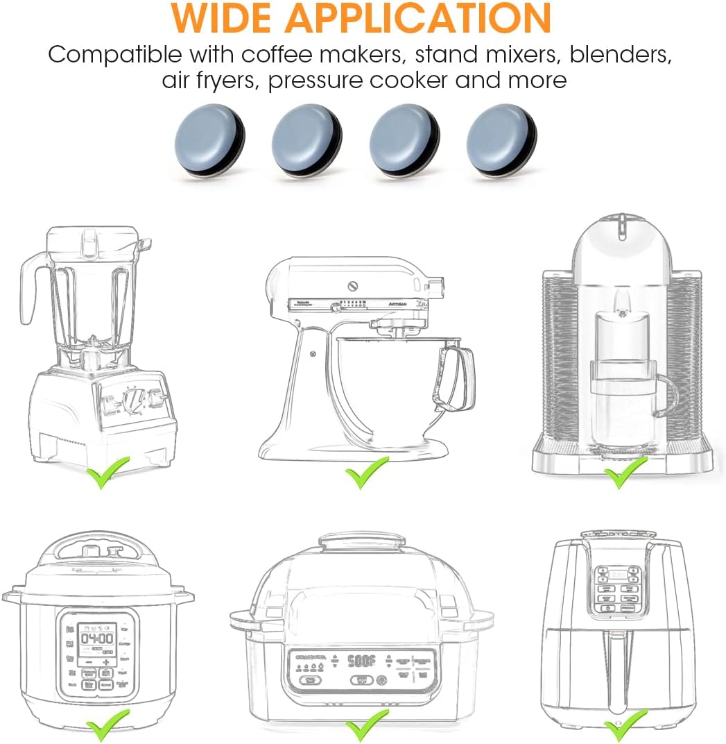 Aieve Appliance Sliders, 8 Pcs Small Appliance Slider for Countertop, Self Adhesive Home Finds Caster Wheels Rollers, Kitchen Must Have Gadgets for Stand Mixers, Coffee Makers, Air Fryers