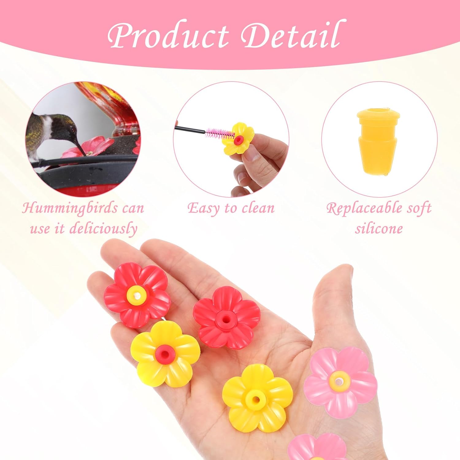 18PCS Replacement Flowers Hummingbird Feeder, Hummingbird Feeder Repla