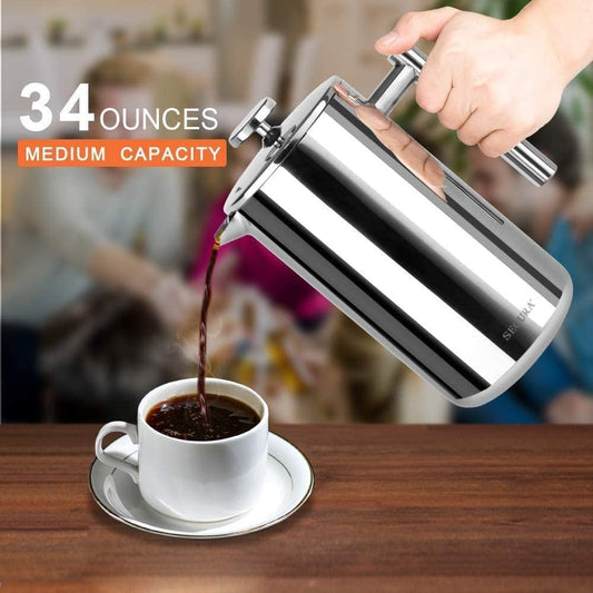 Secura French Press Coffee Maker, 304 Grade Stainless Steel Insulated 