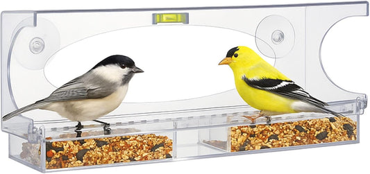 North States Nature's Yard - Large Clear Choice Window Bird Feeder: Strong Suction Cup Bird Feeder for Window Viewing, Holds 1 Pound of Seed