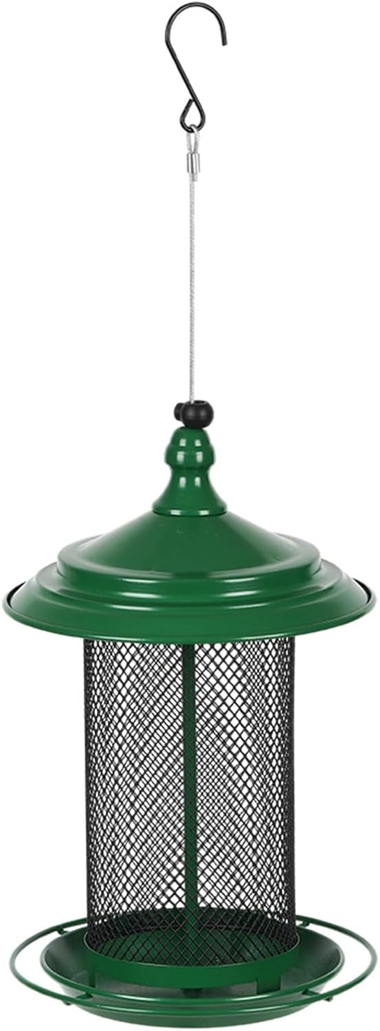 Squirrels Outdoor Bird Feeder Metal Construction Feeding Ports Weatherproof Roof Design for Finches Squirrels Bird Feeder
