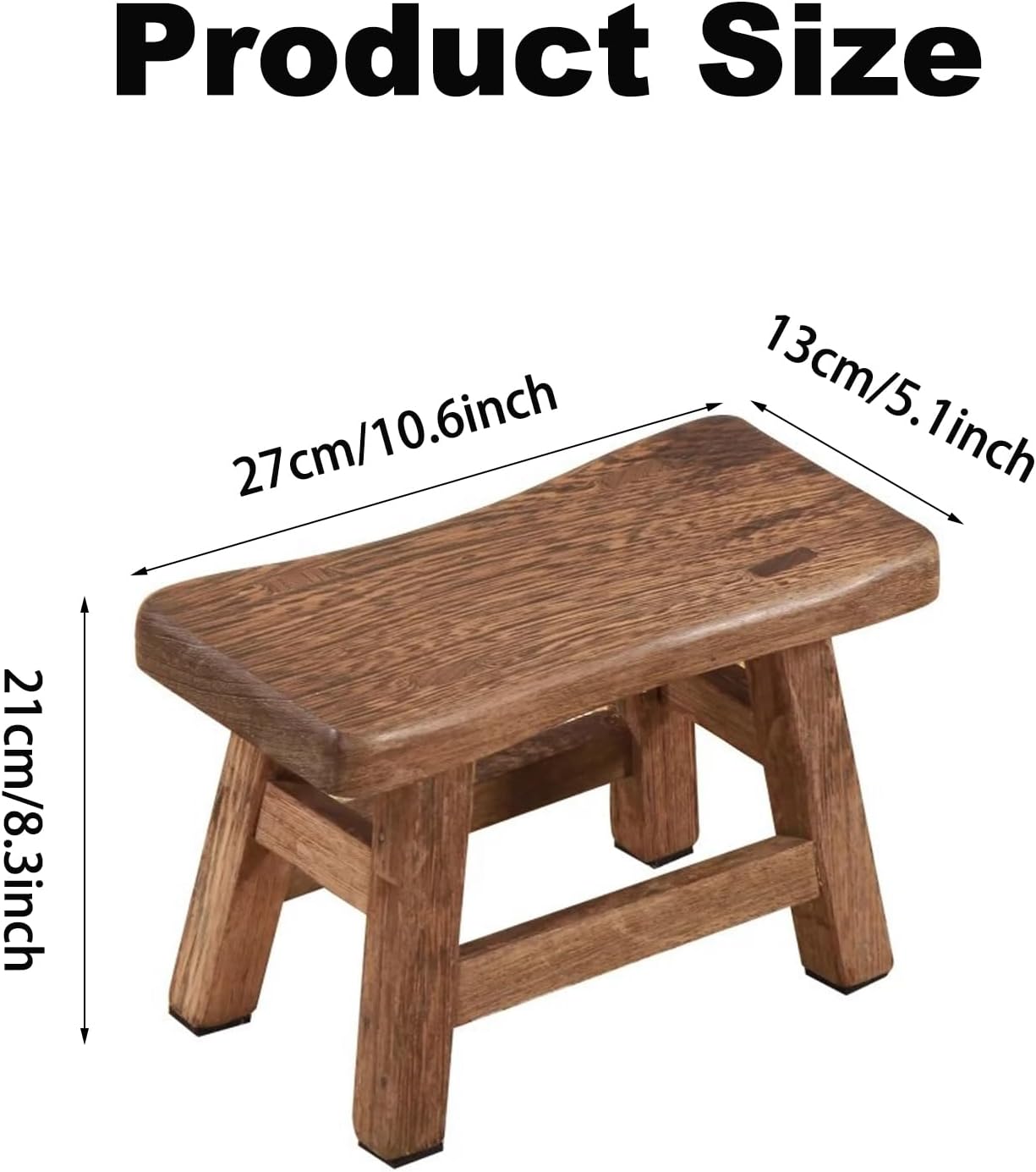 Solid Wood Step Stool, Rustic Small Wooden Stool for Adults, Kids and Toddlers, Mini Bench Plant Stand Fishing Stool for High Beds, Kitchen, Bathroom, Closet, Sink