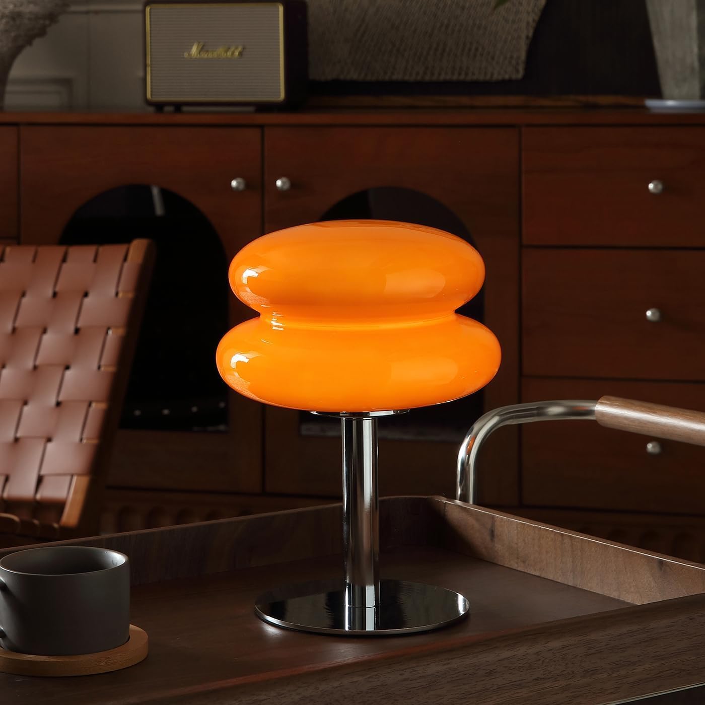 Mushroom Lamp Table Lamp for Night Stands,Mid Century Modern Desk Lamps for Bedroom, Vintage Dimmable Bedside Small Lamps, Cute Cool Home Room Aesthetic Decor for Living Room (Orange)