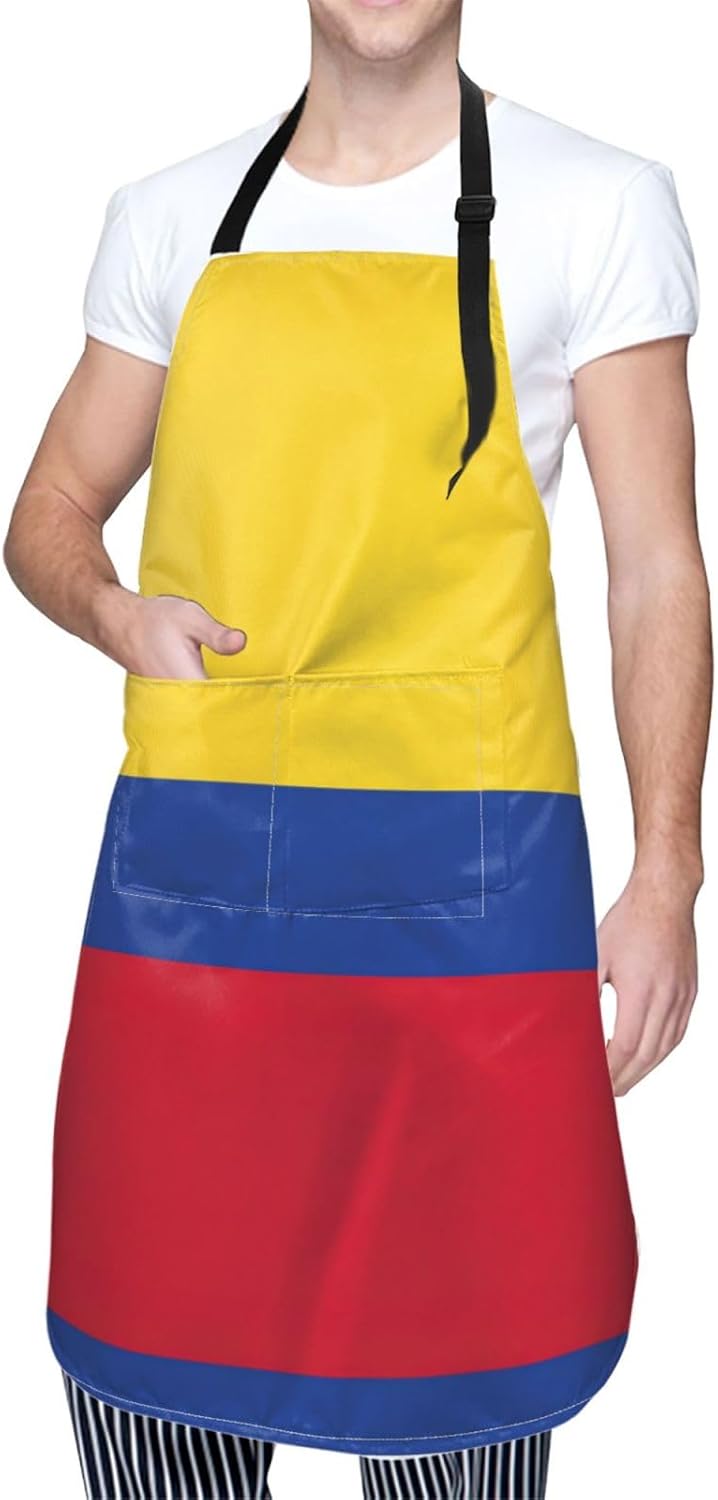 Flag of Colombia print Waterproof chef's apron with pocket apron for kitchen cooking baking barbecue and gardening