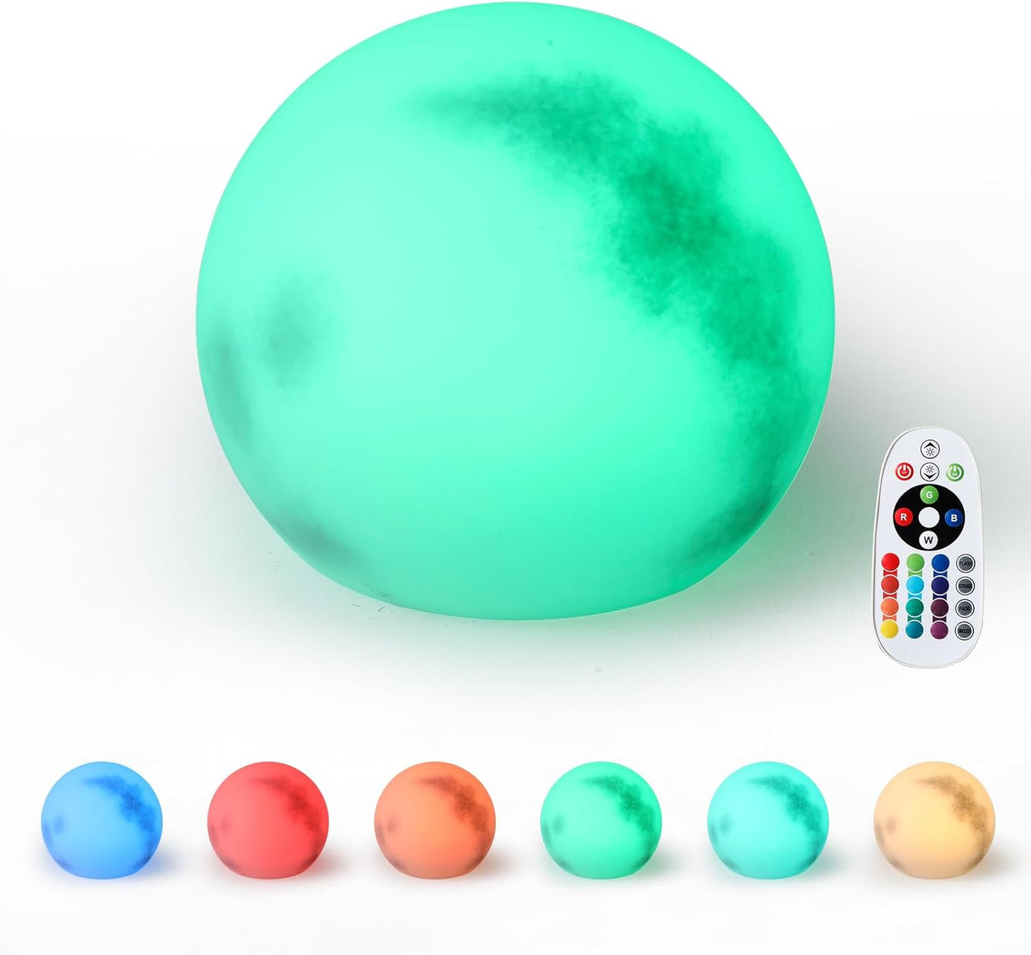 Indoor Outdoor Waterproof Light Up Sphere with Remote, LED Night Light Mood Lamp, 16 Dimmable Colors and 4 Dynamic Modes, Suit Home Bedroom Christmas Garden Party (USB Charging, Ball 8 inch)