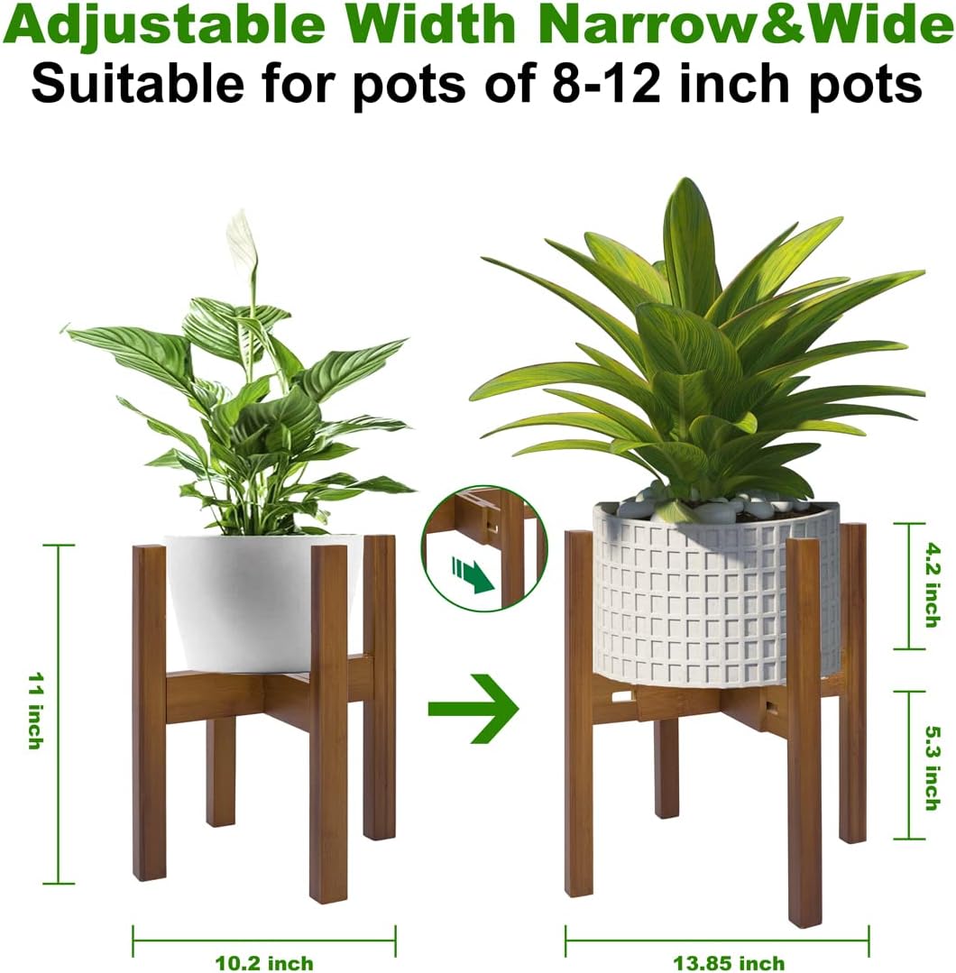 Adjustable Plant Stand Indoor,Bamboo Mid Century Modern Plants Stands,