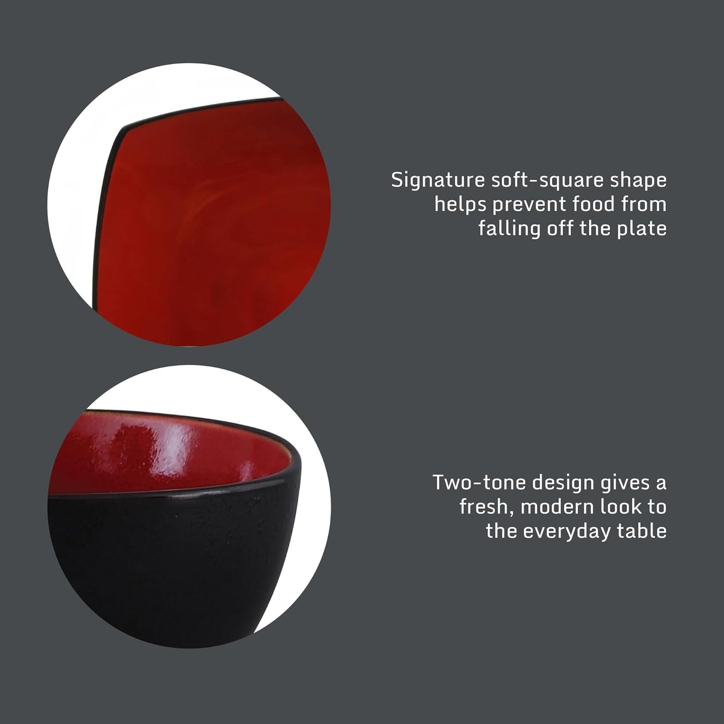 Gibson Elite Soho Lounge Square 16-Piece Dinnerware Set, Service for 4