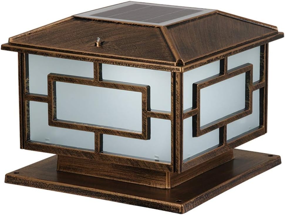 Post Lights Outdoor Vintage Solar Energy Column Light Column Headlight Wall Light Outdoor Waterproof Door Column Light Outdoor Garden Light Bright Solar Light Warm Light Deck Patio