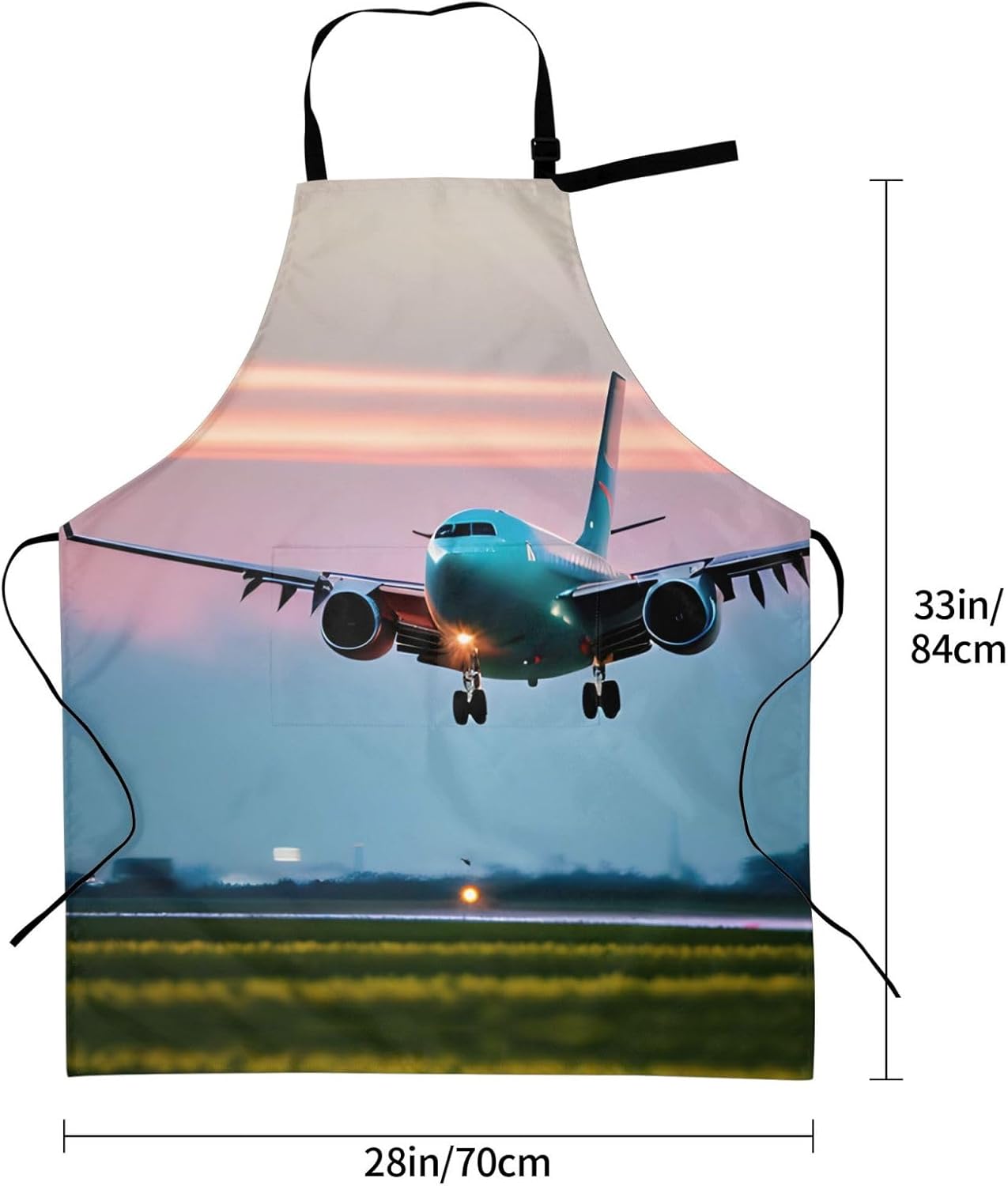 Airplane in The Evening Lights Print Laundry apron 28x33 In Waterproof