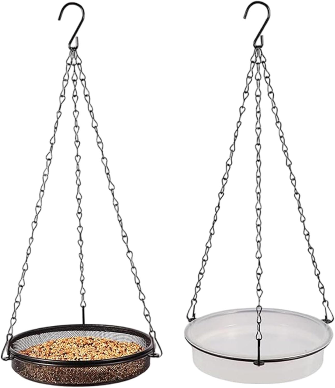 Birdfeeders Outside Hanging, 2-in-1 Metal Birdfeeder & Birdbath Wild Bird Feeder with Mesh Tray and Water Bowl for Garden, Patio, Or Yard, Decoración al aire Libre
