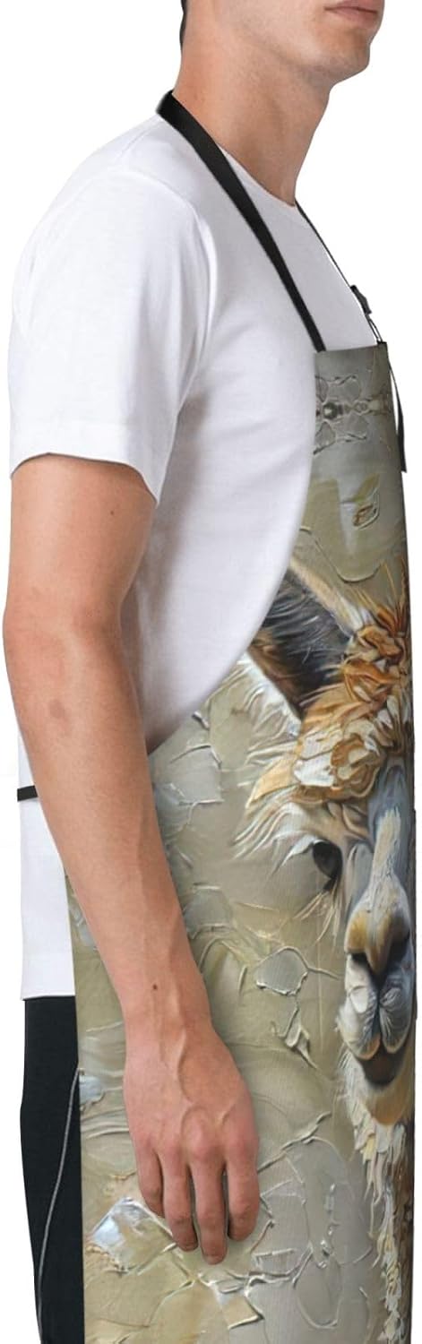 Alpaca Llama Print Laundry apron 28x33 In Waterproof Kitchen Apron wit