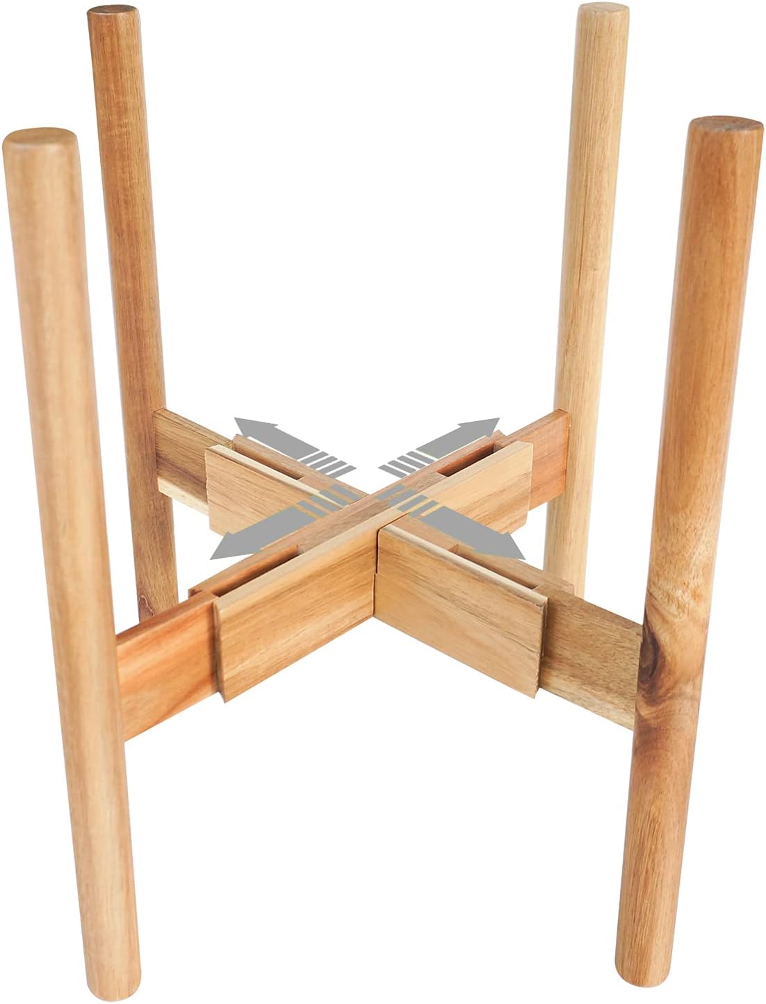 SOTECH Plant Stand Wood Flower Pot Holder Adjustable 8 to 12 inches, Bamboo Modern Plant Stand 15 inches in Height, Fit 8 9 10 11 12 inch Pots Pot & Plant Not Included Potted Stand Display Rack