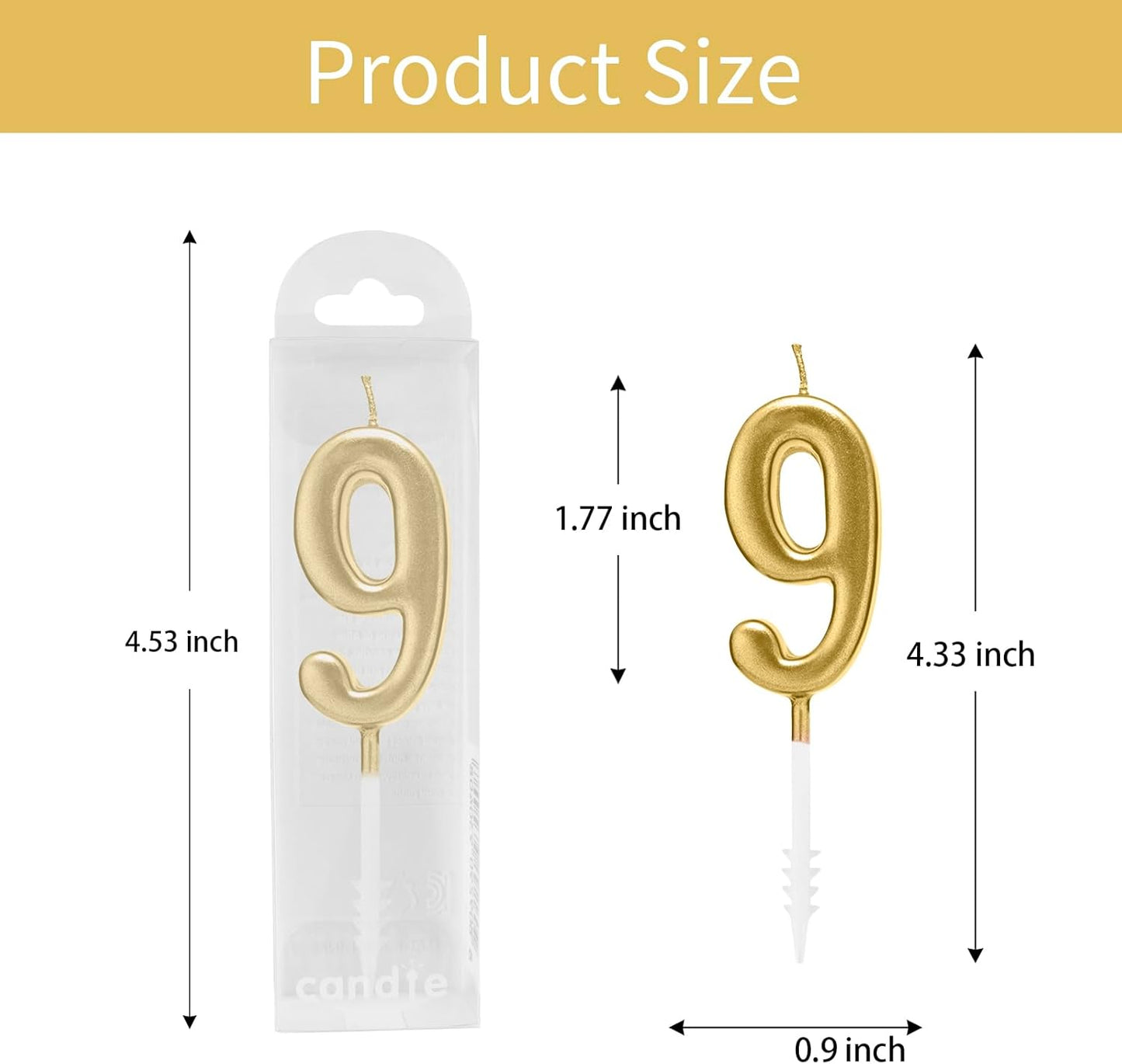 Beanlieve 10-Pieces Numeral Birthday Candles - Cake Numeric Candles Number 0 1 2 3 4 5 6 7 8 9,Used for Cake Decoration on Birthday Parties and Wedding Anniversary Celebrations(Champagne Gold)