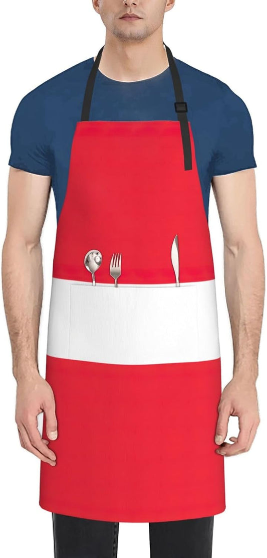 Austrian flag print Waterproof chef's apron with pocket apron for kitc