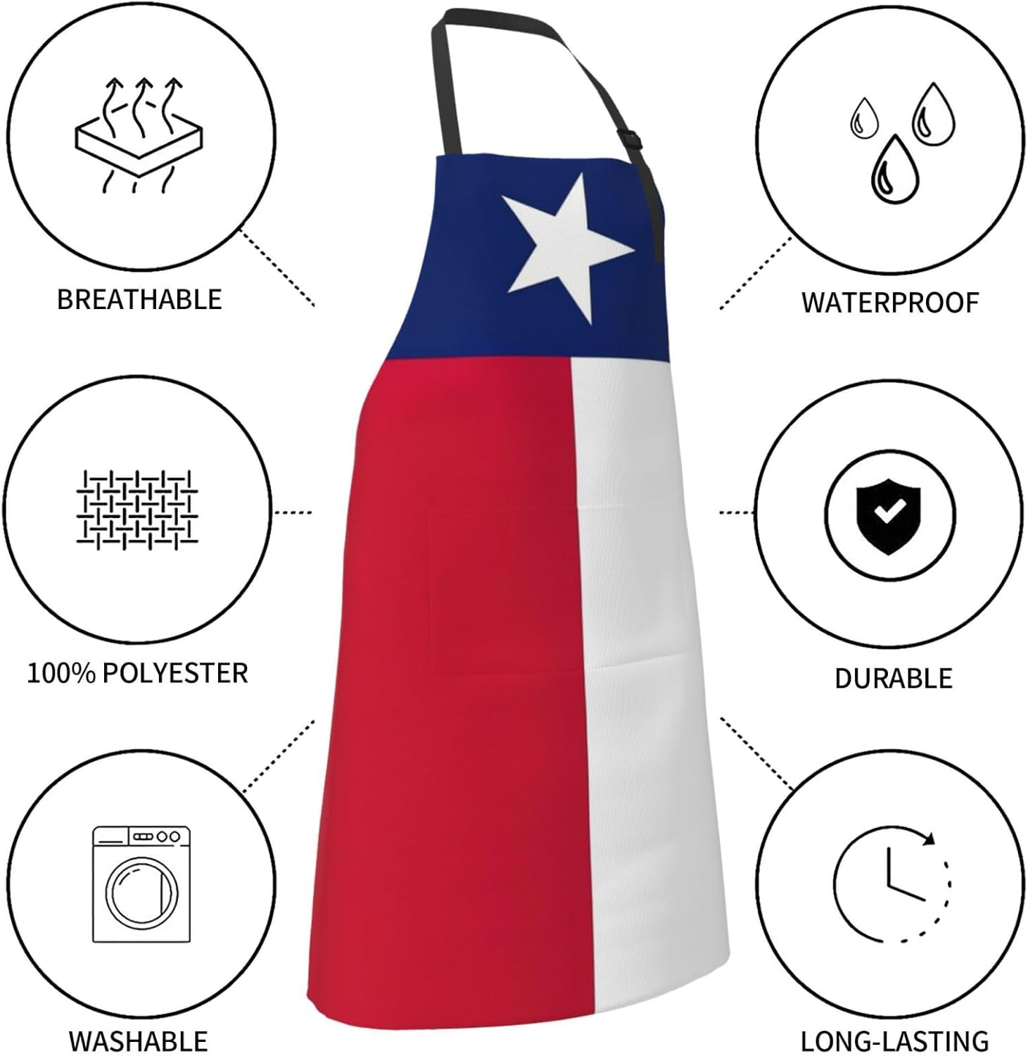 Texas State Flag print Waterproof chef's apron with pocket apron for k