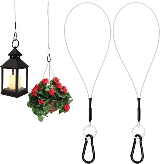 SDTC Tech 2 Pack Hanging Straps with Carabiner Hook 8 Inch Hanging Chain Cable Rope for Bird Feeders, Tree, Plant Extenders, Lanterns, Yard Christmas Decorations