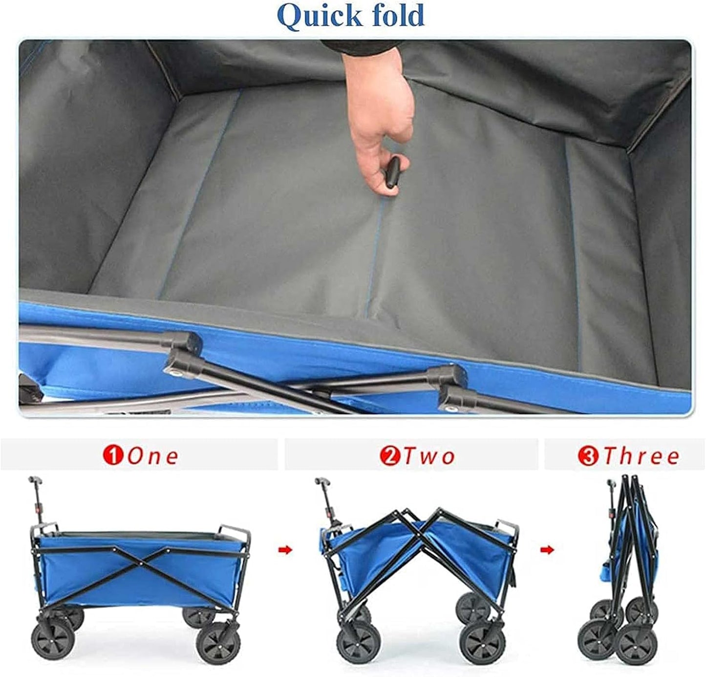 Garden Cart Foldable Multi-Function Sports Wagon Heavy-Duty Outdoor Portable Outdoor Cart Perfect for Camping Concerts Etc.fold Up Wagon