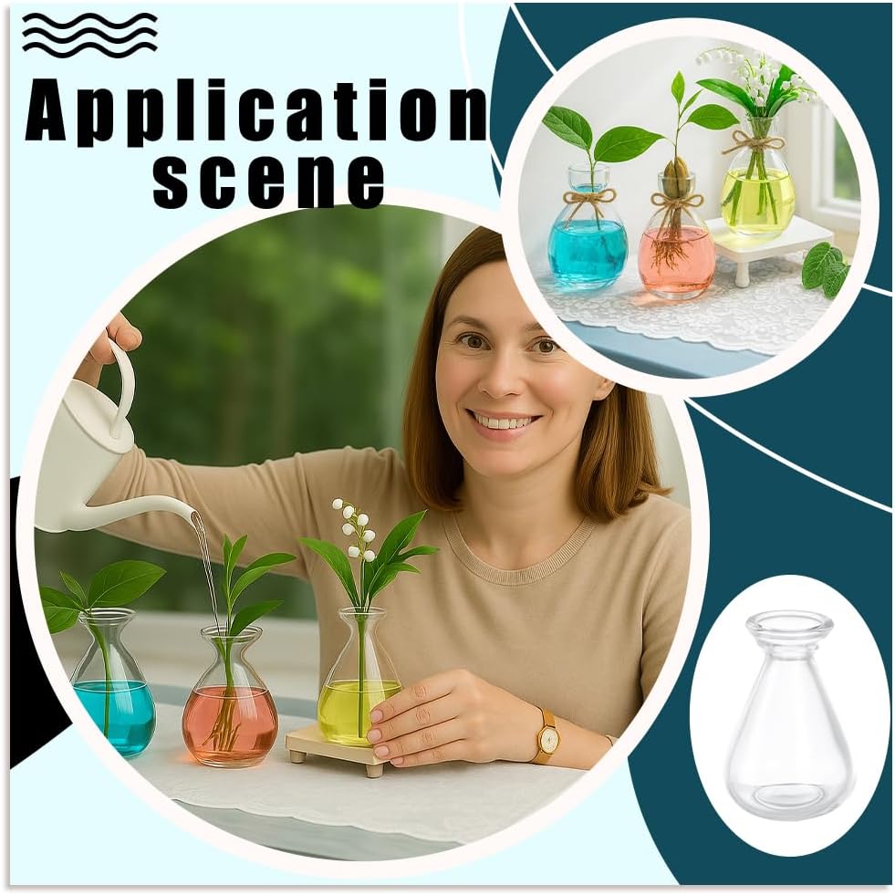 NBEADS 4 Pcs Avocado Seed Starter Vases, Clear Glass Avocado Growing Pot Plant Germination Vases for Growing Acorn Seeds Herbs Bulbs Indoor Plant Gardening Lover