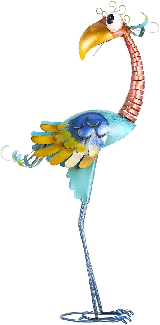 Tooarts Metal Garden Bird Statue Standing Animal Backyard Ornaments Ou