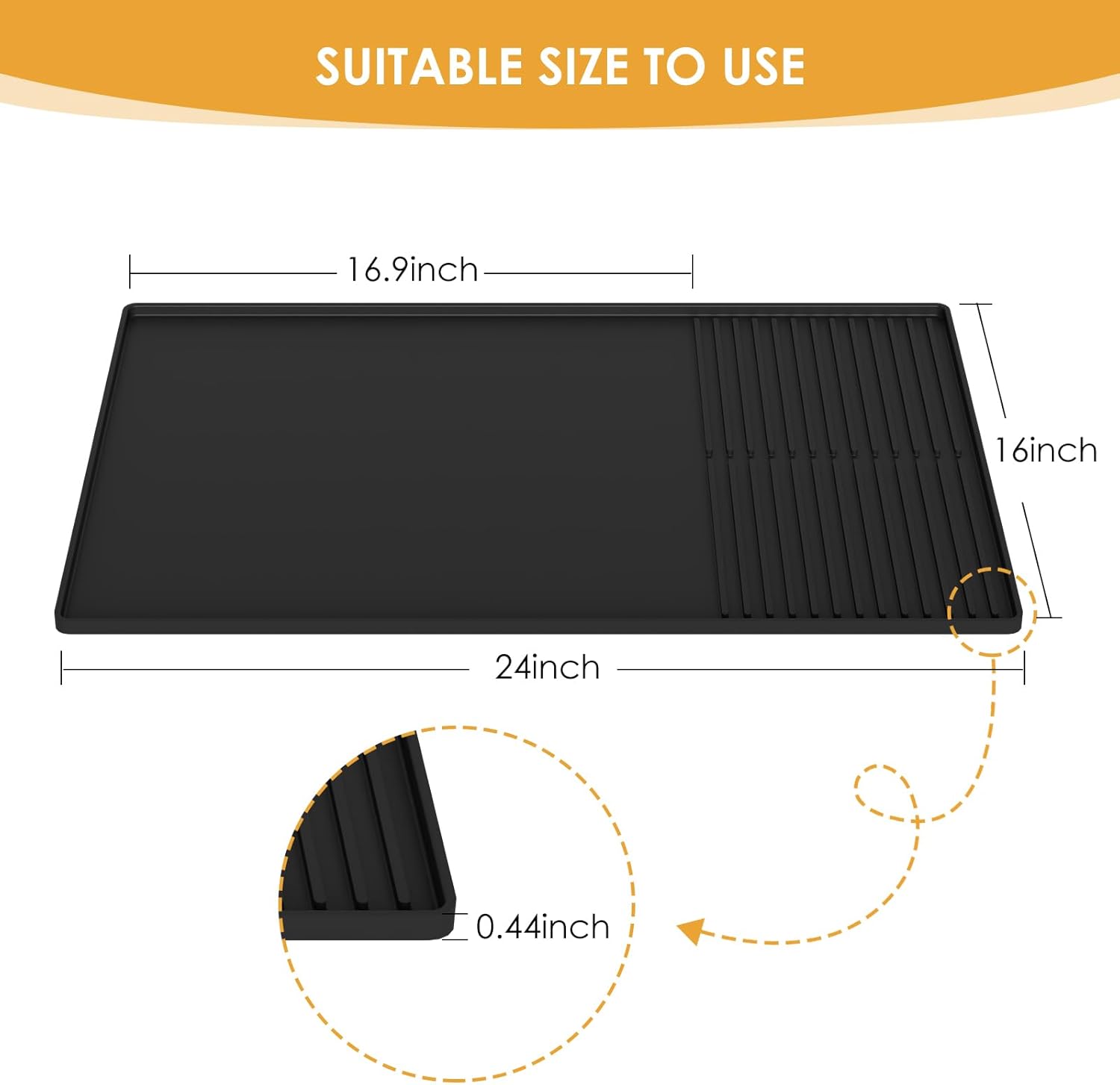 Silicone Coffee Mat with Raised Edges, , 24'' x 16'', Bar Mat for Coun