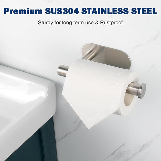 NearMoon Toilet Paper Holder Self Adhesive, Premium Thicken SUS304 Stainless Steel Rustproof Adhesive Toilet Roll Holder no Drilling for Bathroom, Kitchen, Washroom (1 Pack, Brushed Nickel)