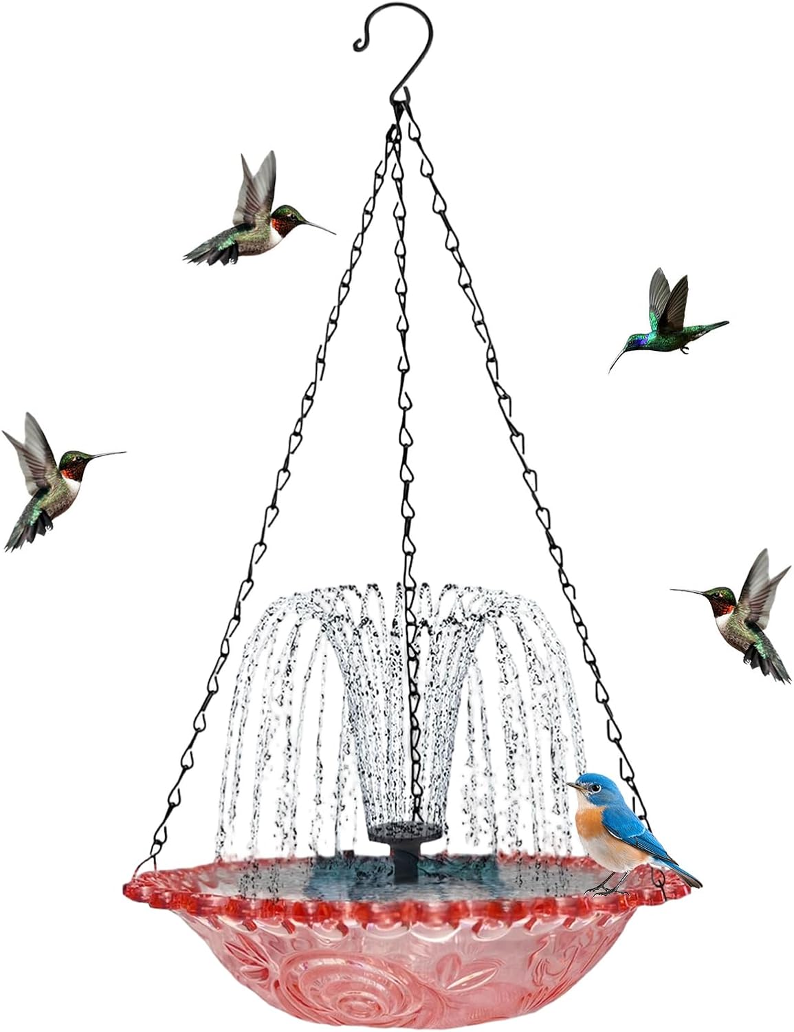 Decorative Garden Fountain - Artistic Bird Feeder | Sunlight Capturing Basin for Parakeets, Charming Courtyard Bowl for Hummingbirds, Elegant Patio Stand for Parrots, Durable Balcony Accessory
