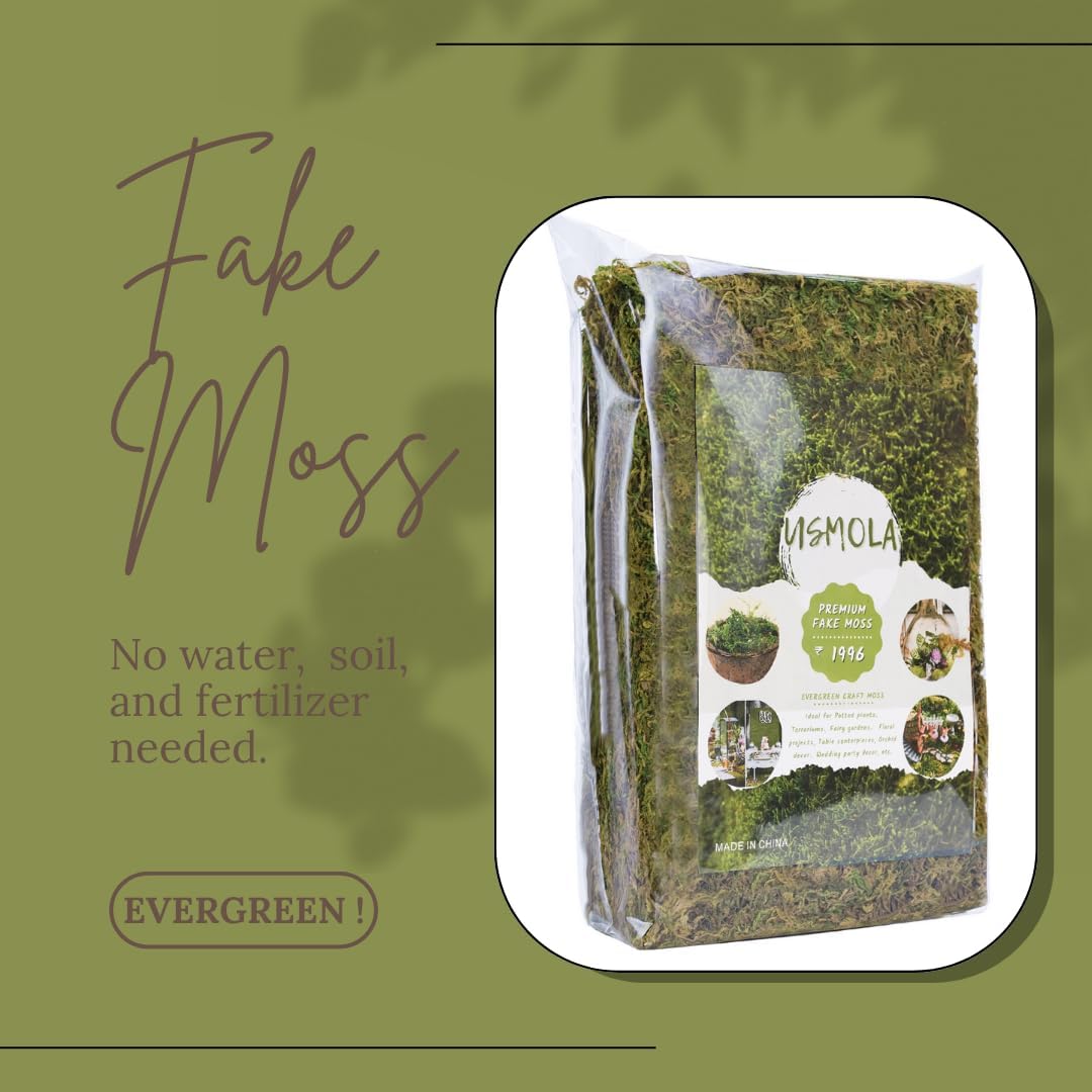 Fake Green Moss for Potted Plants, 4OZ Artificial Moss for DIY Crafts,