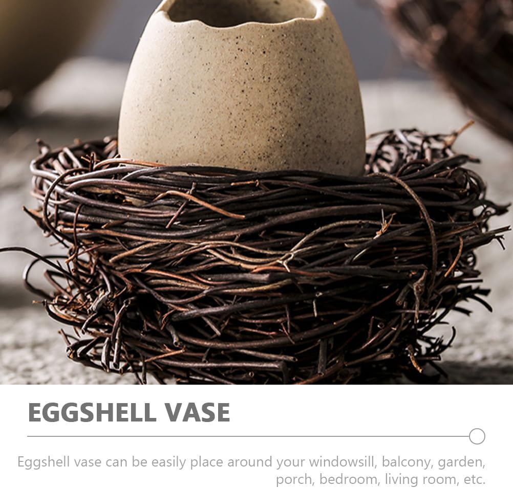Garneck 1 Set Ceramic Eggshell Planter with Unique Bird Nest Design Portable Water Culture Vase Utensils Eggshell Container for Home Decoration