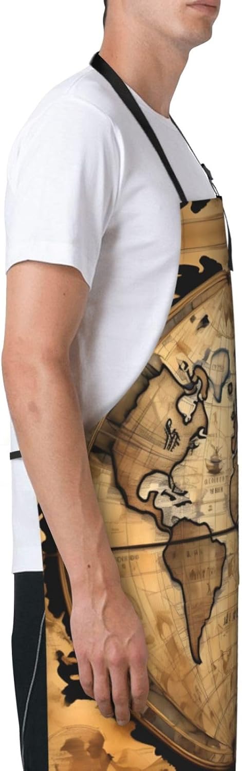 Ancient Map World Globe Print Laundry apron 28x33 In Waterproof Kitche