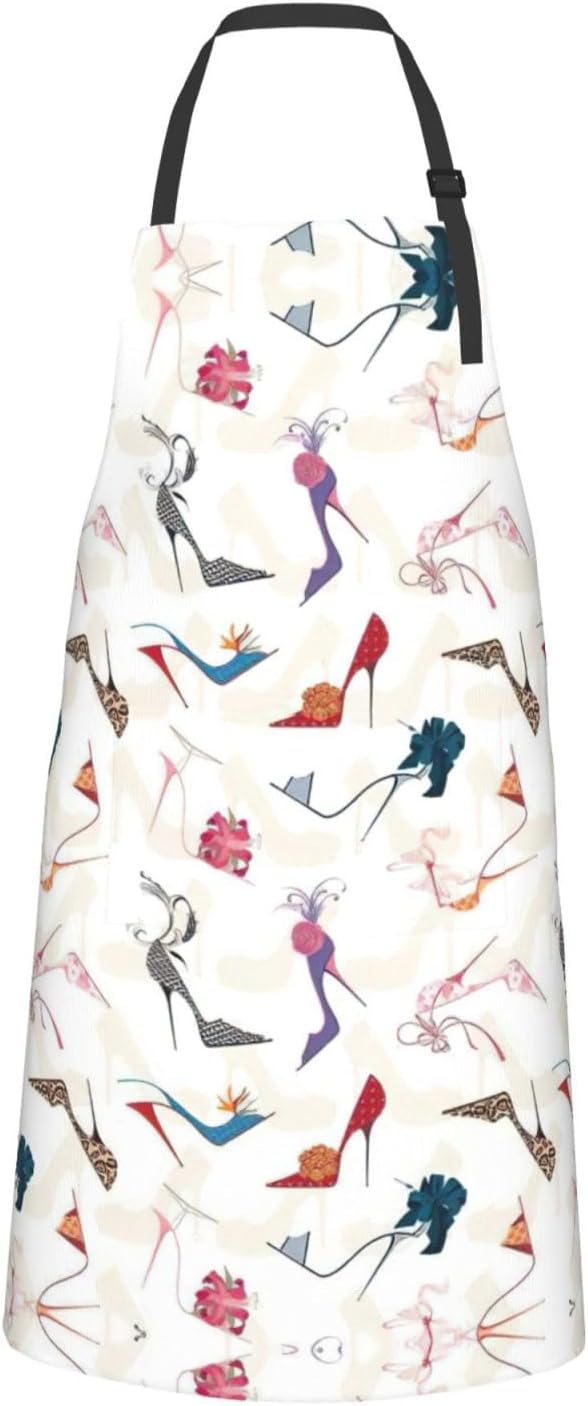 High Heel Shoes Print Laundry apron 28x33 In Waterproof Kitchen Apron with Pockets for Cooking Baking