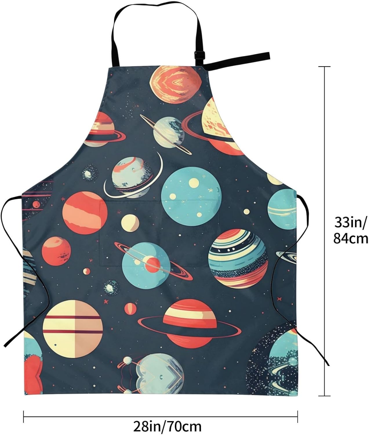 Outer Space Planet Print Laundry apron 28x33 In Waterproof Kitchen Apron with Pockets for Cooking Baking